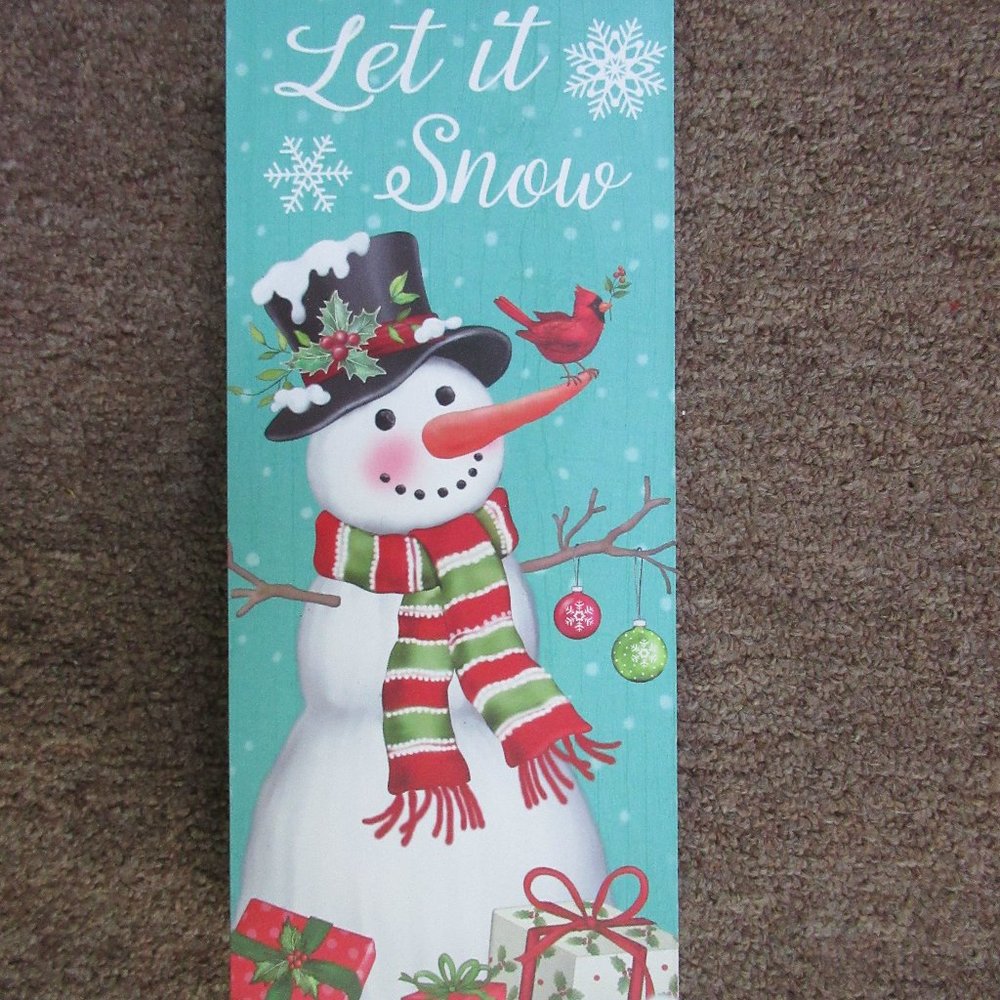 NEW Let it Snow snowman Christmas block sign decoration 9.5" x 4" x 1.5"